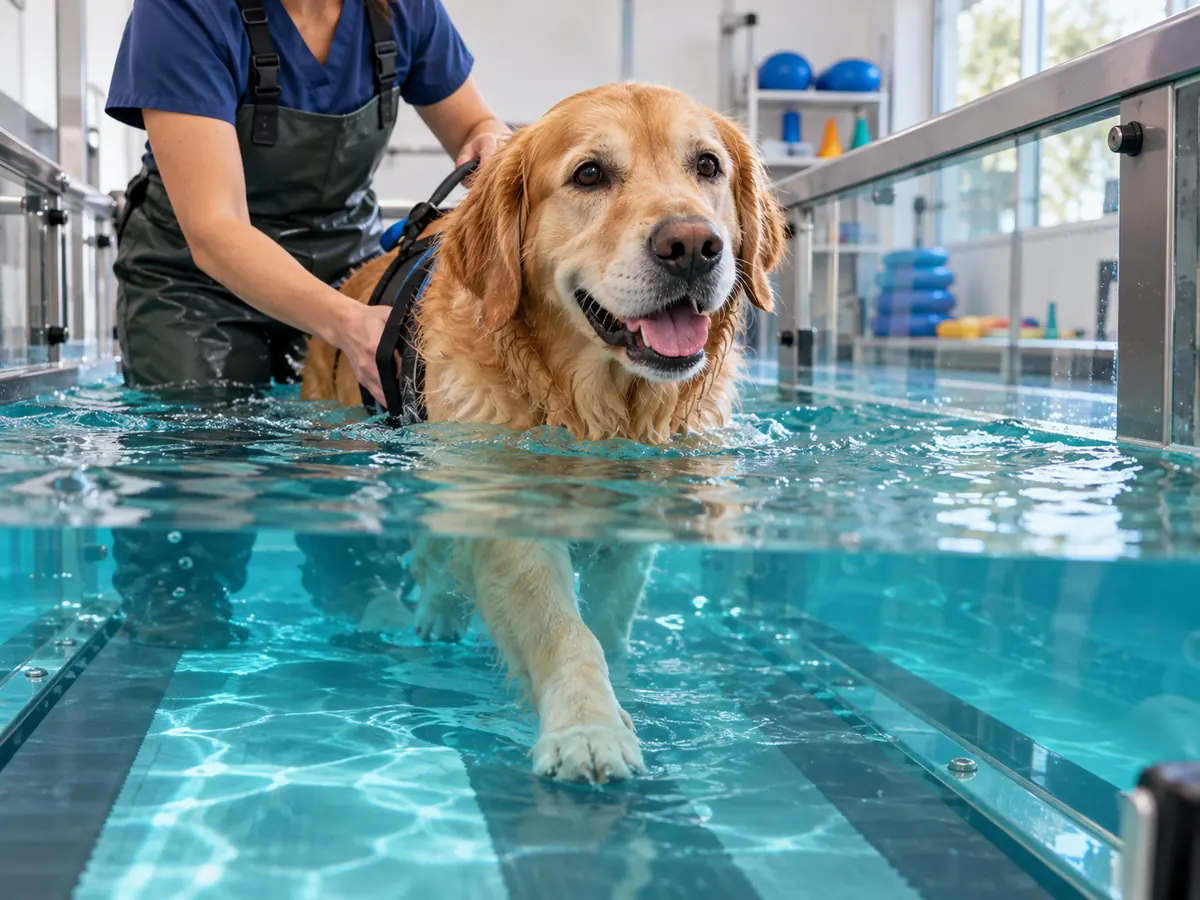 Fizik tedavi ve hidroterapiyi anlatan temsili köpek görseli
